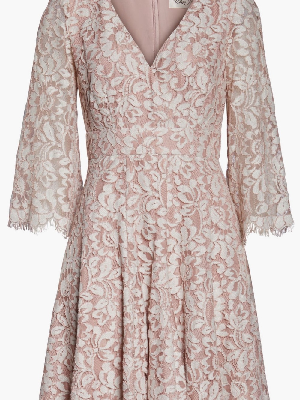 Eliza J Blush Pink Lace Fit-and-Flare Dress
